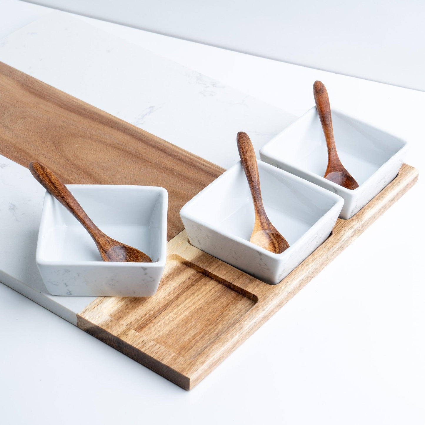 Personalized Marble & Acacia Charcuterie Board Gift Set – 11 Piece Set