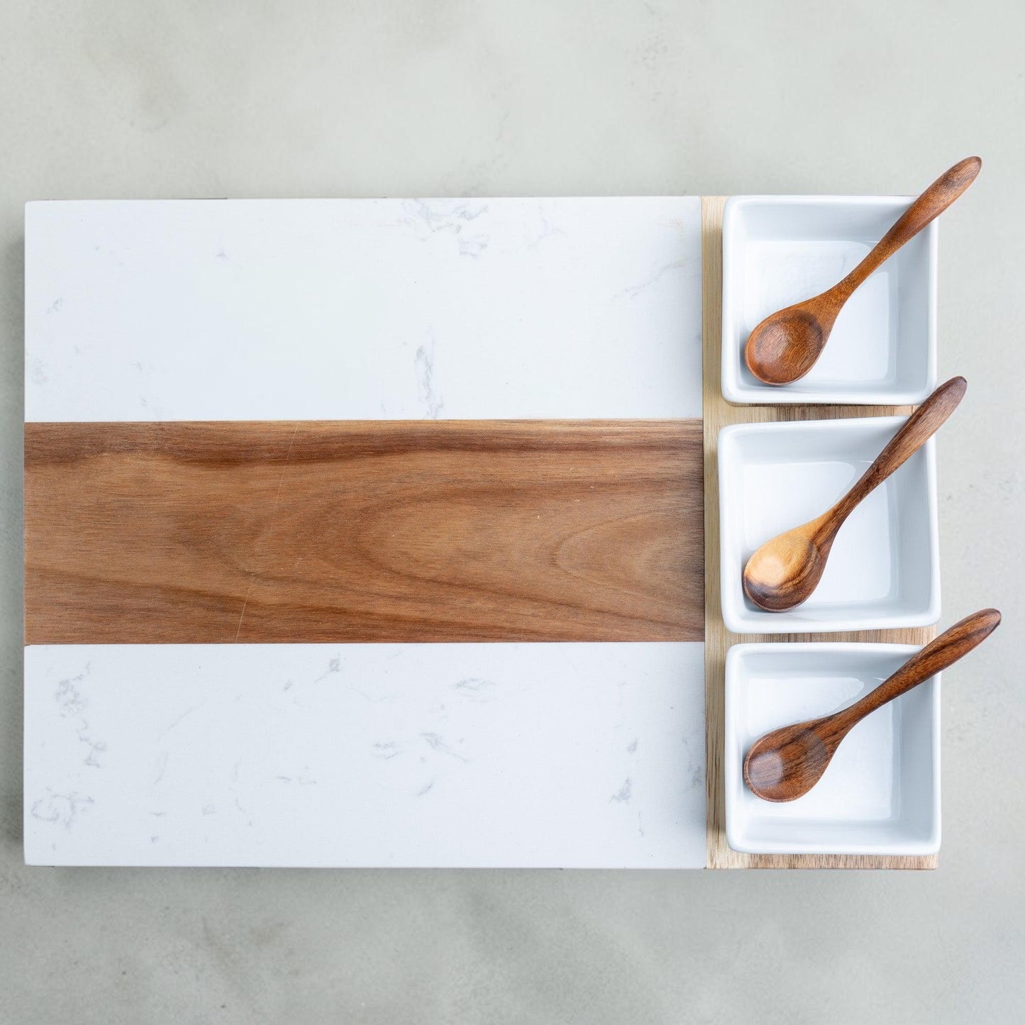 Personalized Marble & Acacia Charcuterie Board Gift Set – 11 Piece Set