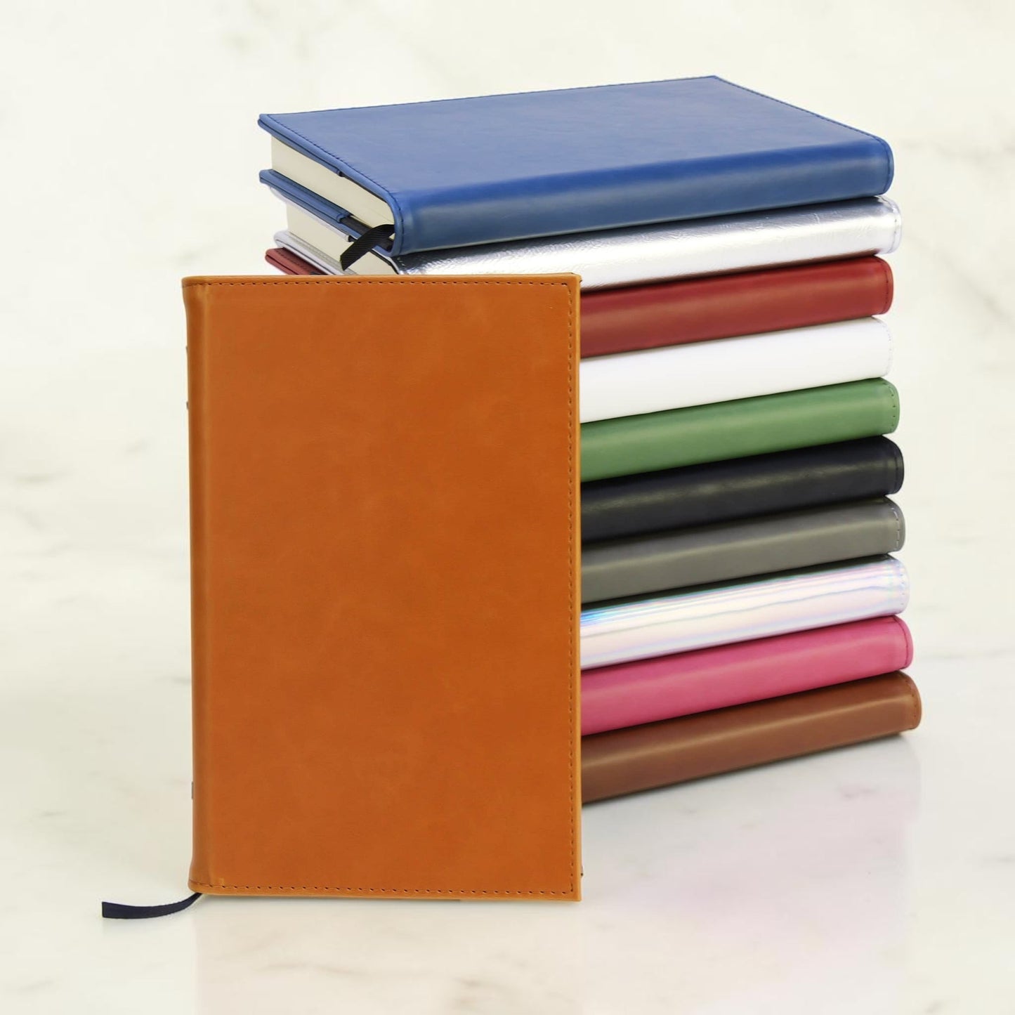 Personalized brown journal with laser engraving in luxury gift packaging, perfect for graduates, professionals, and clients