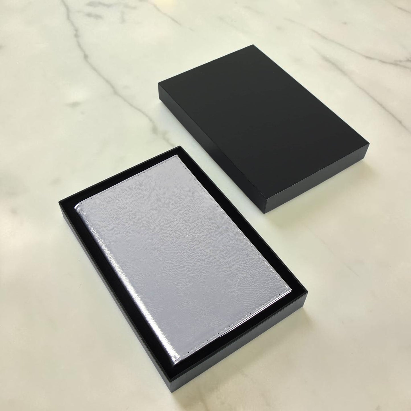 Black box with a silver business journal add your logo corporate gifting