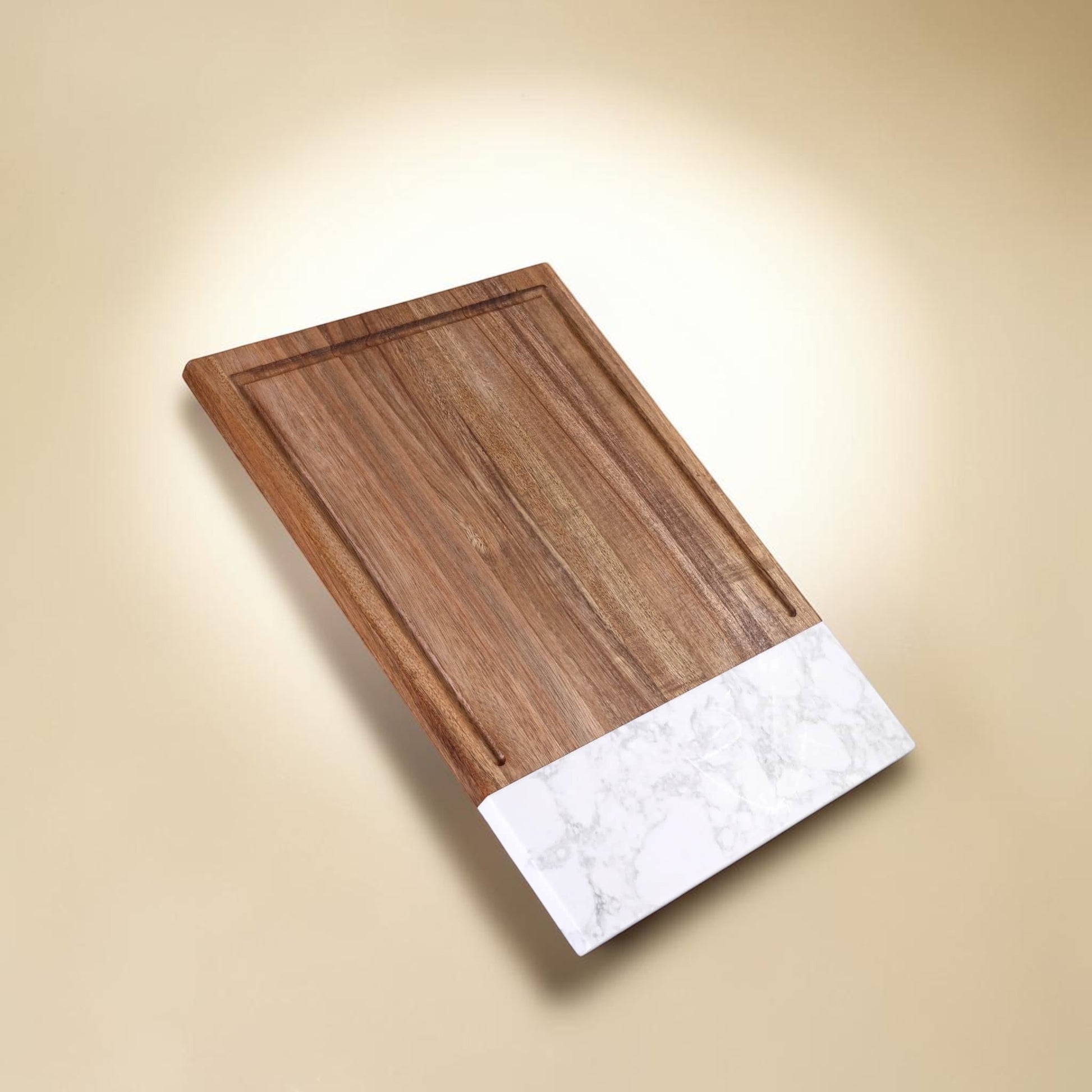 Custom engraved marble and wood serving board for weddings and housewarming gifts